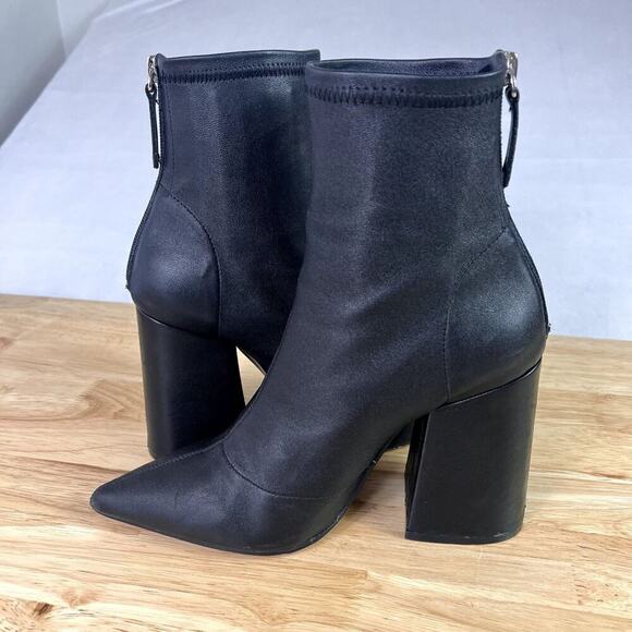 Alias Mae Ahnika Bootie Womens 38 Black Leather Upper Side Zip Pointed Toe - Picture 15 of 15